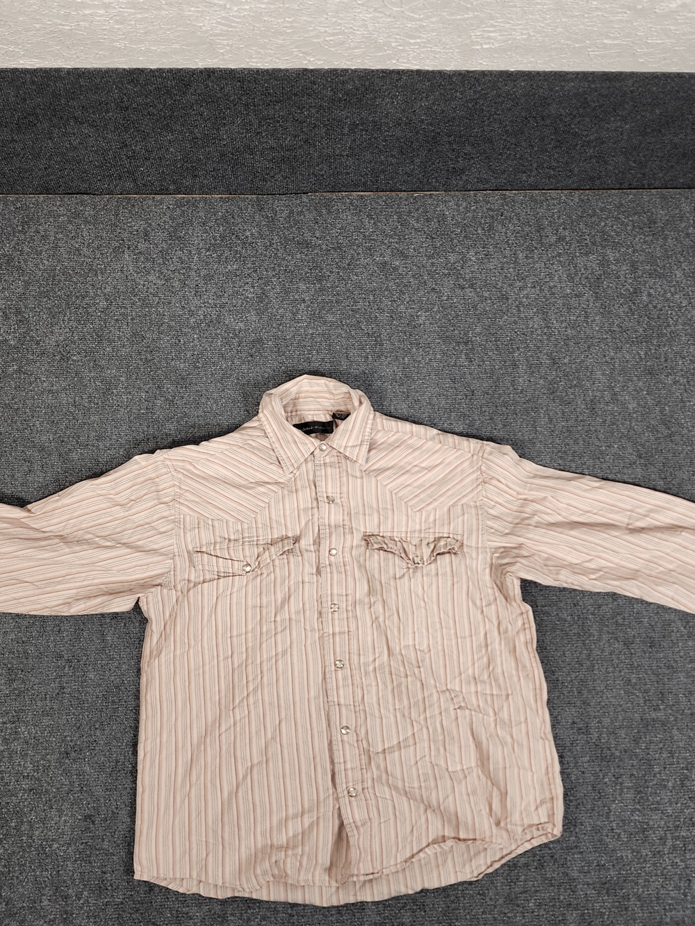 Outback Rider pearl snap Button-Up Shirt Men's Beige Brown White Cotton M
